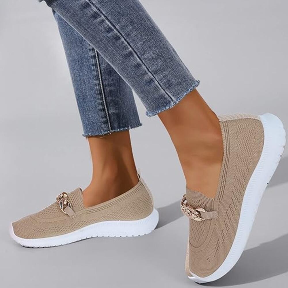 Sneakers Trendy Mesh Loafers Breathable Slip on Shoes Brown Tan Size 8US / 39CN